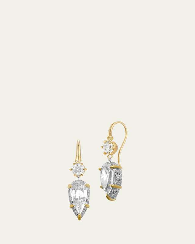 Scarlett Pear Hook Diamond Earrings, One-of-a-Kind